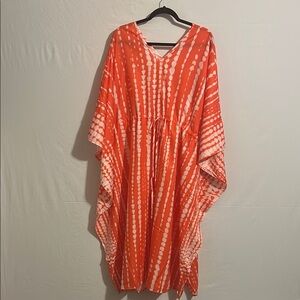 Orange Asymmetrical Sundress with Dolman Sleeves Size OS